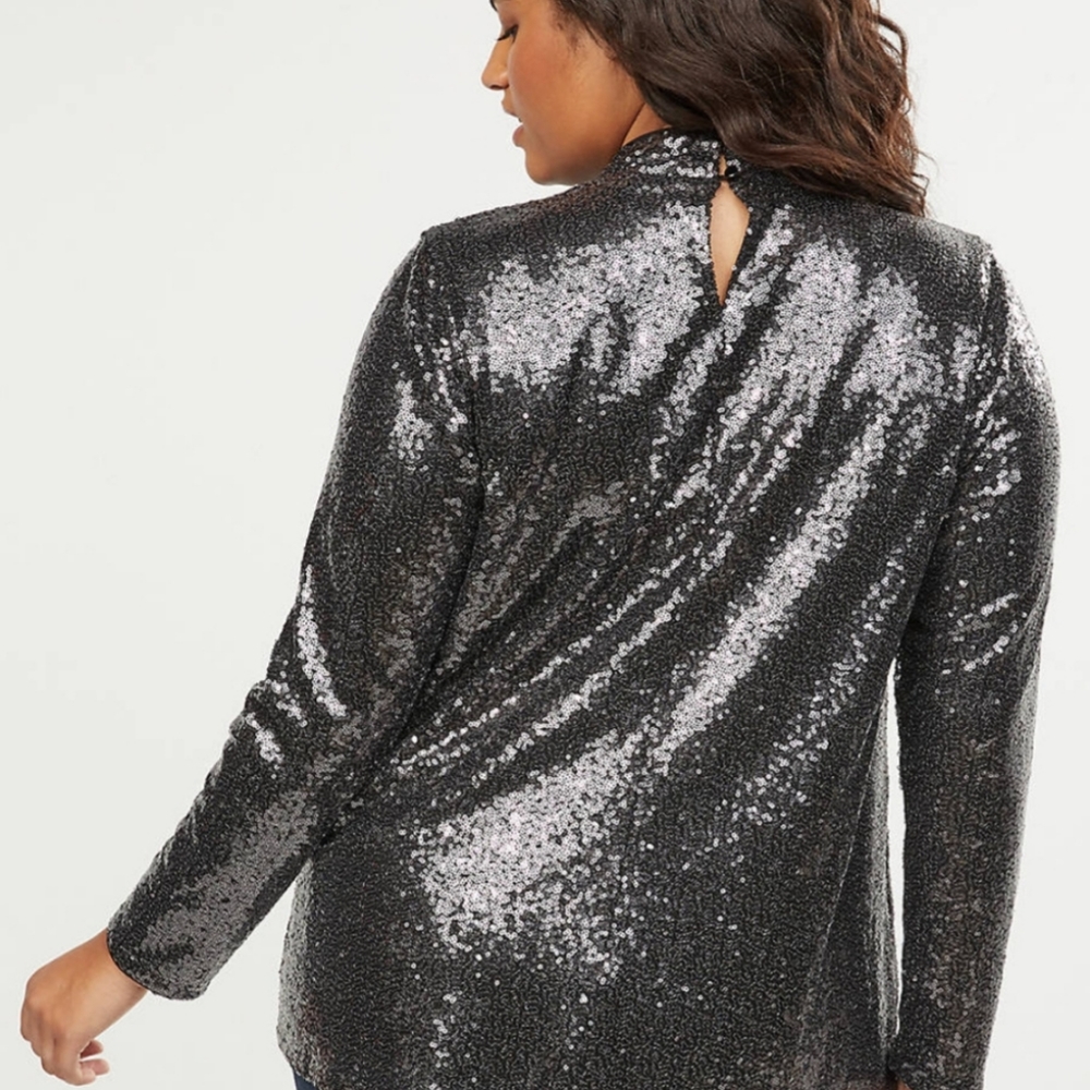 24W Lane Bryant Sequin High Mock Neck Top - Picture 3 of 3